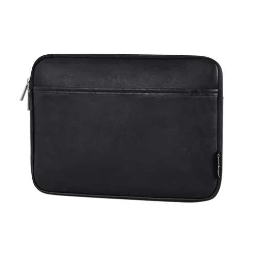  CanvasArtisan - Laptop tok (L36-M06) - 13-14 hüvelykes eszközökhöz, cipzáros, öko bőr - Fekete - 3