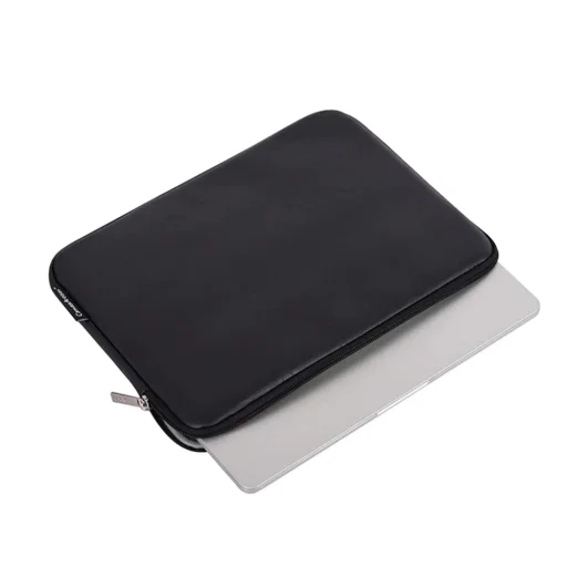  CanvasArtisan - Laptop tok (L36-M01) - 15-16 hüvelykes készülékekhez, cipzáras, öko bőr - fekete - 3