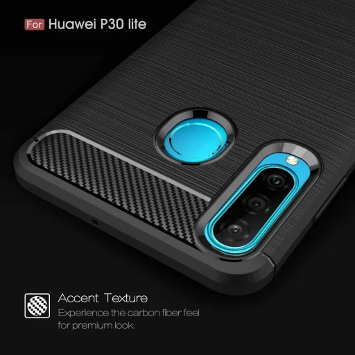  Techsuit - Szénszilikon - Huawei P30 lite / P30 lite New Edition - Fekete tok - 4