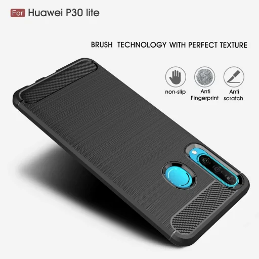  Techsuit - Szénszilikon - Huawei P30 lite / P30 lite New Edition - Fekete tok - 7