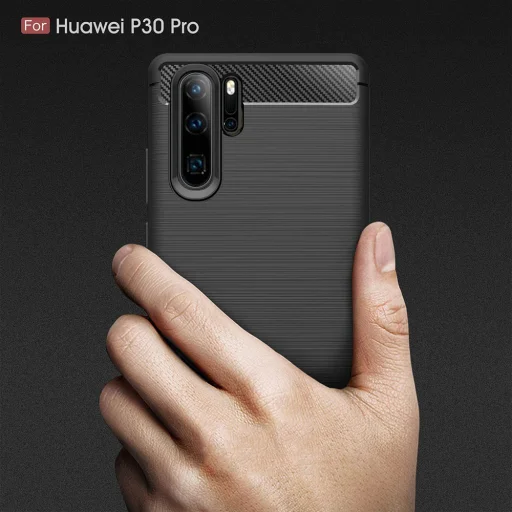  Techsuit - Carbon Szilikon - Huawei P30 Pro / P30 Pro New Edition - Fekete tok - 2
