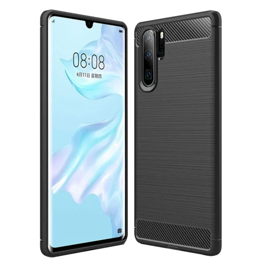  Techsuit - Carbon Szilikon - Huawei P30 Pro / P30 Pro New Edition - Fekete tok - 1