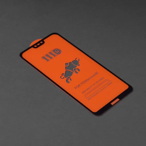  Techsuit - 111D Teljes Fedésű / Teljes Ragasztós Üveg - Huawei P20 Lite - Fekete üvegfólia - 2