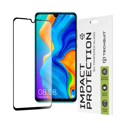  Techsuit - 111D Teljes Fedésű / Teljes Ragasztású Üveg - Huawei P30 Lite / P30 Lite New Edition - Fekete üvegfólia - 1