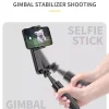 Techsuit - Mini Gimbal Selfie Bot (L09) - Bluetooth Távirányító, Stabil Állványrögzítő és Telefonstabilizátor, 72 cm - Fekete thumbnail