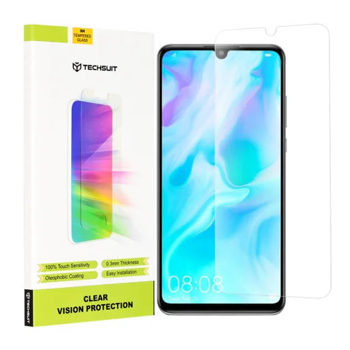  Techsuit - Tiszta Látás Üveg - Huawei P30 Lite / P30 Lite Új Kiadás - Átlátszó üvegfólia - 1