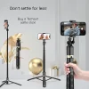  Techsuit - Selfiebot (Q16) - Stabil Állvány 1/4 csavaros interfésszel és vezeték nélküli távirányítóval GoPro-hoz, telefonokhoz, 156 cm - Fekete thumbnail