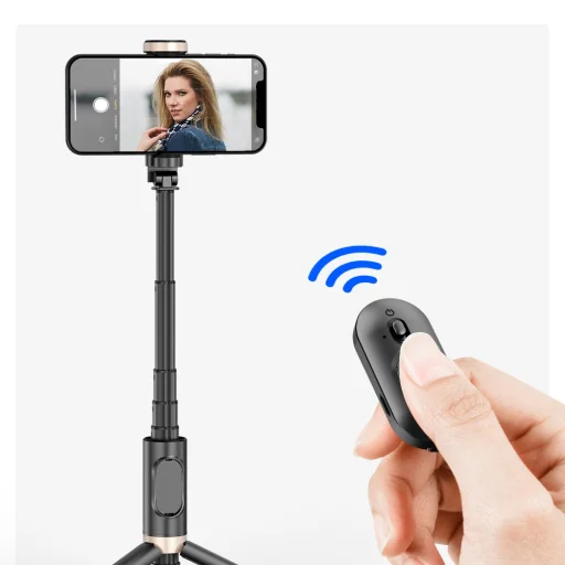  Techsuit - Selfie Bot (Q12) - Stabil Állvány Tartó Vezeték nélküli Távirányítóval, 73 cm - Fekete - 6