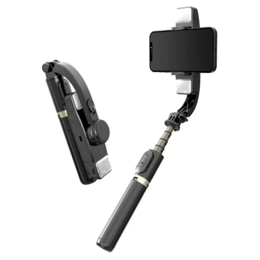  Techsuit - Szelfibot (Q08D) - Stabilizáló állvány ikerfénnyel, Bluetooth távirányítóval, 78 cm - Fekete - 5