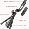  Techsuit - Szelfibot (L15) - Hordozható Stabil Állvány, Levehető LED Lámpa Vezeték nélküli Távirányítóval, 114cm - Fekete thumbnail