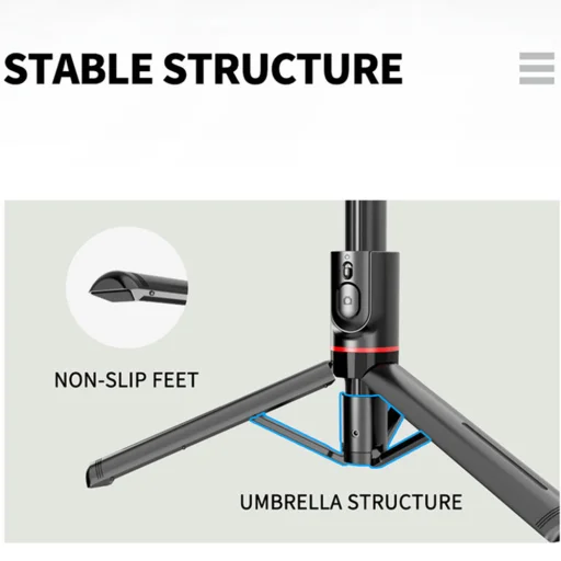  Techsuit - Szelfibot (L12) - Stabil alumínium állvány összecsukható és hordozható vezeték nélküli távirányítóval, 106 cm - Fekete - 5