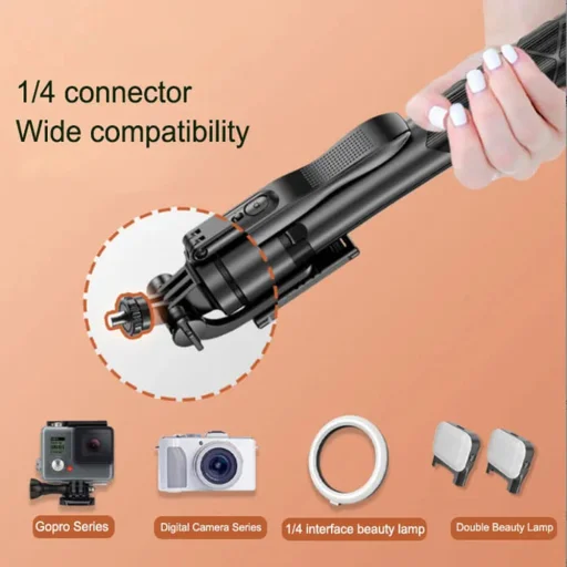  Techsuit - Selfiebot (L16) - Stabil állvány, 1/4"-os csavarmenetes csatlakozó, vezeték nélküli távirányító, kiegyensúlyozott stabil fotózás, 157 cm - Fekete - 9