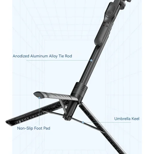  Techsuit - Szelfibot (K28) - Kompakt Állvány Rögzítő Bluetooth Távirányítóval, 360 fokban Forgatható, Összecsukható, 175 cm - Fekete - 4