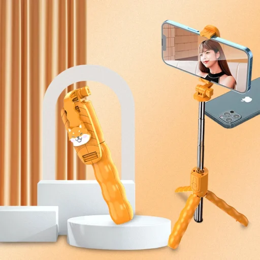  Techsuit - Mini szelfibot (KT01) - Kompakt állvány rögzítés levehető távirányítóval, 70 cm - Narancssárga - 2