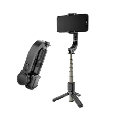 Techsuit - Mini Szelfibot (L08Mini) - Stabil Gimbal/Állvány levehető vezeték nélküli távirányítóval, 360 fokos forgófej, 70 cm - Fekete