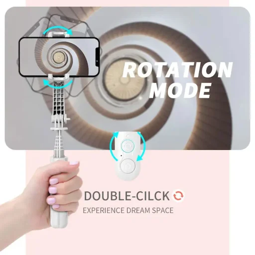 Techsuit - Mini Szelfibot (L08Mini) - Stabil Gimbal/Állvány levehető vezeték nélküli távirányítóval, 360 fokos forgófej, 70 cm - Fekete - 3