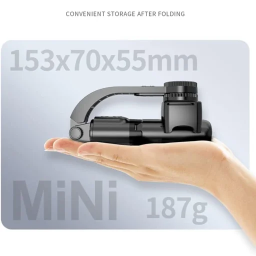 Techsuit - Mini Szelfibot (L08Mini) - Stabil Gimbal/Állvány levehető vezeték nélküli távirányítóval, 360 fokos forgófej, 70 cm - Fekete - 7