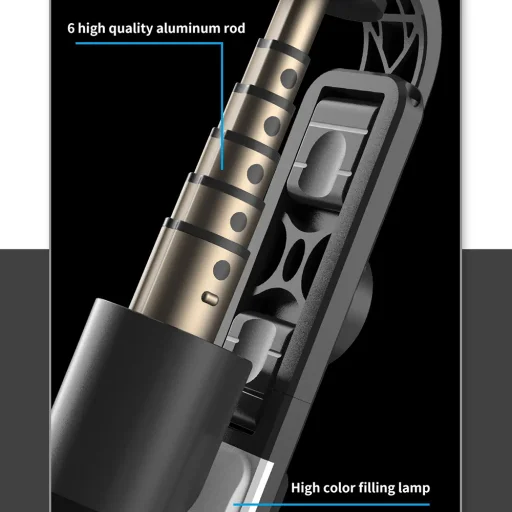  Techsuit - Mini szelfibot (L10s) - Stabil állvány Bluetooth távvezérlővel és kitöltőfénnyel, 70 cm - Fekete - 5