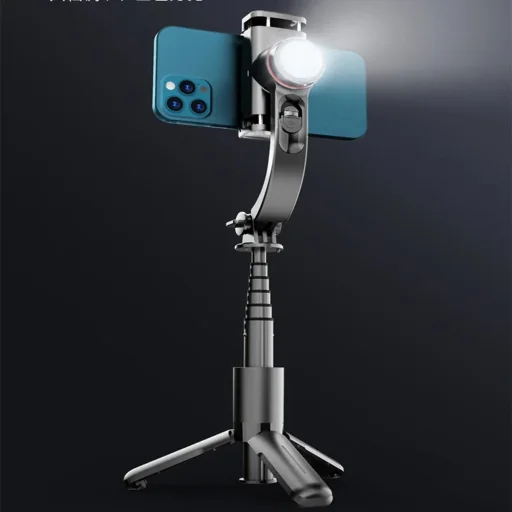 Techsuit - Selfie Bot (L18sMini) - Stabil Gimballal/Állvánnyal, Bluetooth Távirányítóval, Derítőfénnyel, 360°-os Forgatással, 70 cm - Fekete - 2