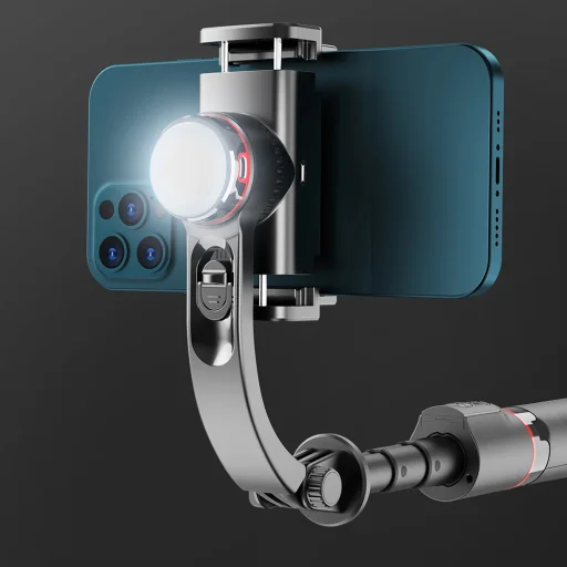 Techsuit - Szelfibot (L19s) - Stabil Gimball/Állvány Bluetooth Távirányítóval, Töltőfénnyel, 360°-os Forgatással, 70 cm - Fekete - 2