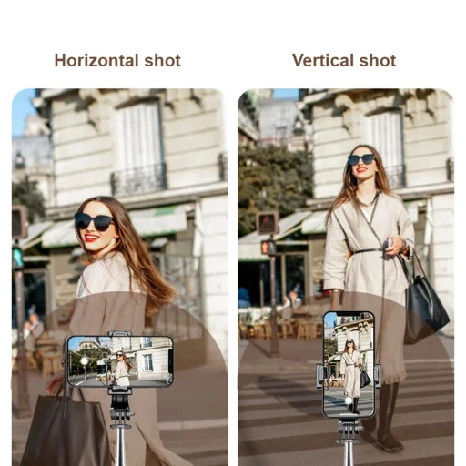  Techsuit - Mini Szelfibot (Q11s) - Stabil Állvány Bluetooth Távirányítóval és Derítőfénnyel, 360° Forgatás, 76 cm - Fekete - 4