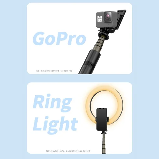  Techsuit - Szelfibot (Q06) - Stabil állvány Bluetooth távirányítóval, alumínium ötvözet, 360 fokos forgatás, 156 cm - Fekete - 3