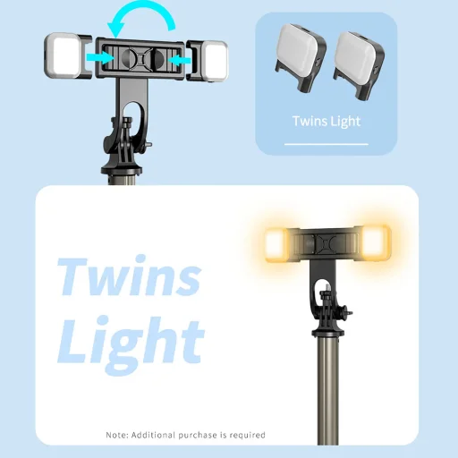  Techsuit - Szelfibot (Q06) - Stabil állvány Bluetooth távirányítóval, alumínium ötvözet, 360 fokos forgatás, 156 cm - Fekete - 4