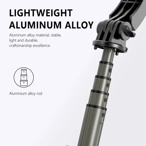  Techsuit - Szelfibot (Q03s) - Stabil állvány Bluetooth távirányítóval és töltőfénnyel, alumíniumötvözet, 76 cm - Fekete - 3