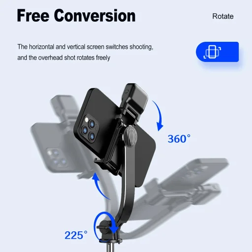  Techsuit - Szelfibot (C01s) - Összecsukható Stabil Állvánnyal, Bluetooth Távirányítóval, Beépített Fénnyel, 107cm - Fekete - 2