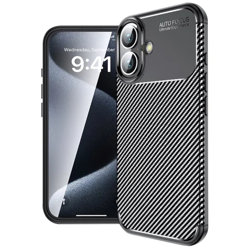  Techsuit - Szénszál - iPhone 16 Plus - Fekete tok - 1