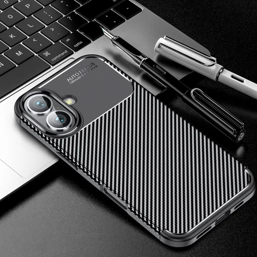  Techsuit - Szénszál - iPhone 16 Plus - Fekete tok - 6