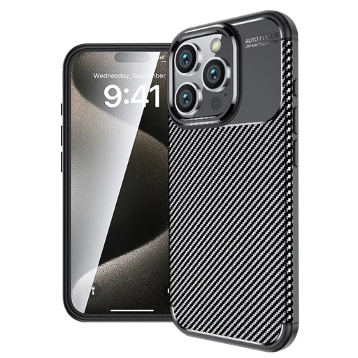  Techsuit - CarbonFiber - iPhone 16 Pro Max - Fekete tok - 1