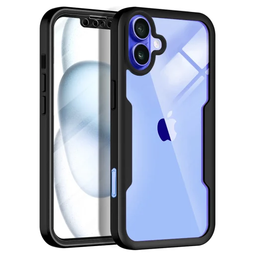  Techsuit - ColorVerse 360 Széria + Képernyővédő - iPhone 16 - Fekete tok - 1