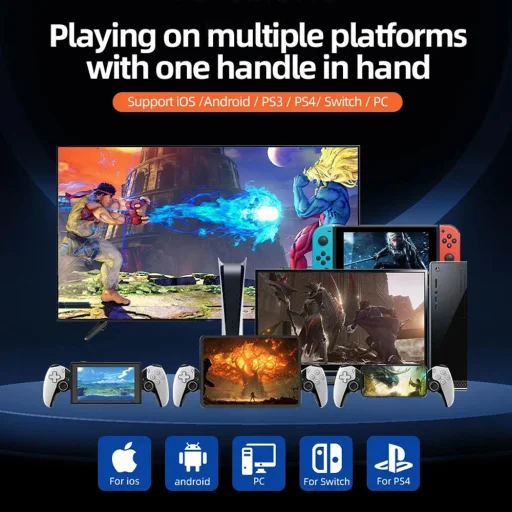  Techsuit - Vezeték nélküli kontroller (BSP-D9) - Játékvezérlő tablethez, telefonokhoz, Nintendo Switch/PS3/PS4, Bluetooth V5.2, 400mAh - Fehér - 6