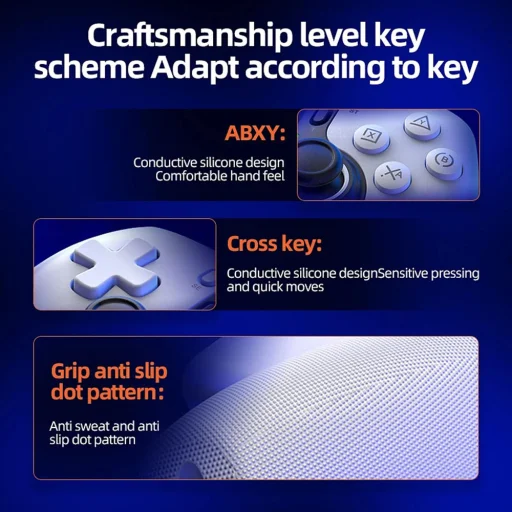  Techsuit - Vezeték nélküli kontroller (BSP-D9) - Játékvezérlő tablethez, telefonokhoz, Nintendo Switch/PS3/PS4, Bluetooth V5.2, 400mAh - Fehér - 2