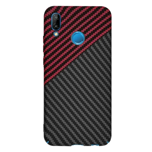  Techsuit - Carbonite FiberShell - Huawei P20 Lite - Piros Vortex tok - 3