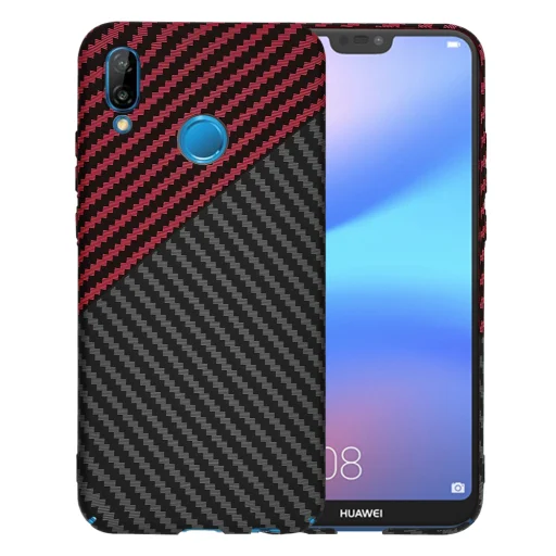  Techsuit - Carbonite FiberShell - Huawei P20 Lite - Piros Vortex tok - 1