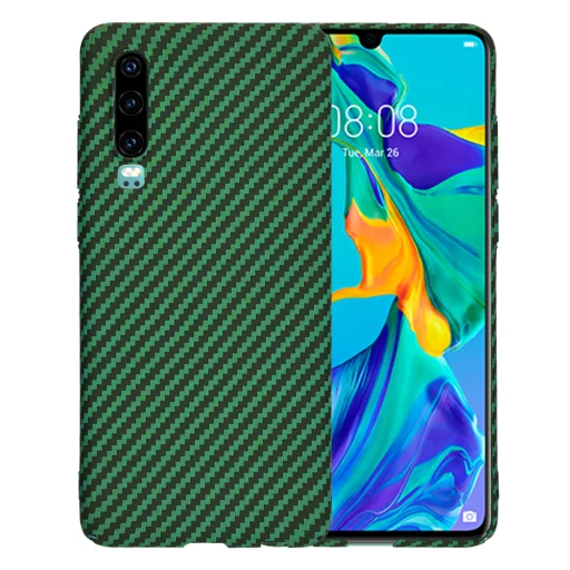  Techsuit - Karbonit Szálas Héj - Huawei P30 - Zöld tok - 1