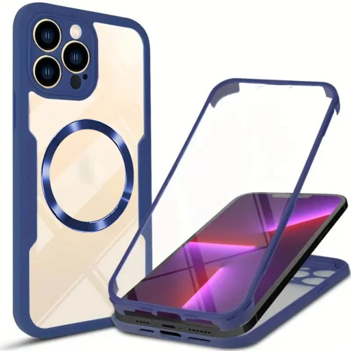  Techsuit - ColorVerse 360 MagSafe sorozat + kijelzővédő - iPhone 13 Pro Max - Kék tok - 1