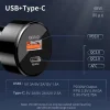  Techsuit - Prémium autós töltő (TE-P31) - USB QC3.0 18W, Type-C PD30W, összesen 48W, LED fény - Fekete thumbnail