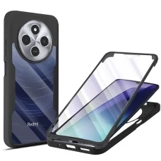  Techsuit - ColorVerse 360 Sorozat + Képernyővédő - Xiaomi Redmi 14C / Poco C75 - Fekete tok