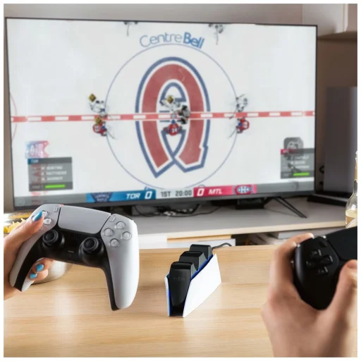  Fix - Töltőállomás (FIXPS5-DCC-BW) - PS5 DualSense kontrollerekhez, 2 dokkoló, gyors töltés, LED, USB-C port - Fekete - 9