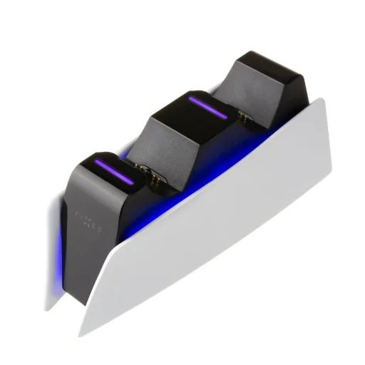  Fix - Töltőállomás (FIXPS5-DCC-BW) - PS5 DualSense kontrollerekhez, 2 dokkoló, gyors töltés, LED, USB-C port - Fekete - 1