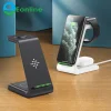 Techsuit - Vezeték nélküli töltőállomás 3in1 (T3) - Telefonhoz / AirPods-hoz / Galaxy Watch-hoz, 10W Type-C kábellel - Fekete thumbnail