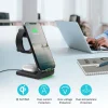 Techsuit - Vezeték nélküli töltőállomás 3in1 (T3) - Telefonhoz / AirPods-hoz / Galaxy Watch-hoz, 10W Type-C kábellel - Fekete thumbnail