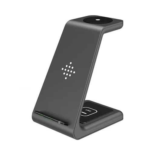 Techsuit - Vezeték nélküli töltőállomás 3in1 (T3) - Telefonhoz / AirPods-hoz / Galaxy Watch-hoz, 10W Type-C kábellel - Fekete - 1
