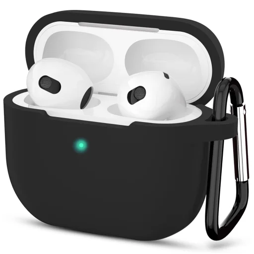  Techsuit - Szilikon tok - Apple AirPods 3-hoz, Simított ultravékony anyag - Fekete - 1
