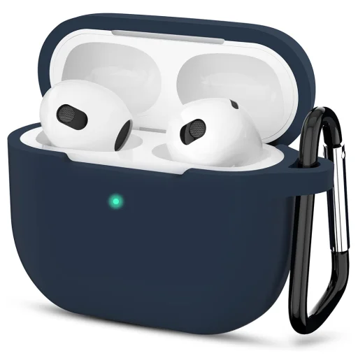  Techsuit - Szilikon tok - Apple AirPods 3-hoz, Sima ultravékony anyag - Sötétkék - 1