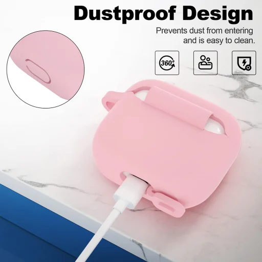  Techsuit - Szilikon Tok - Apple AirPods 3-hoz, Simított Ultravékony Anyag - Rózsaszín tok - 3