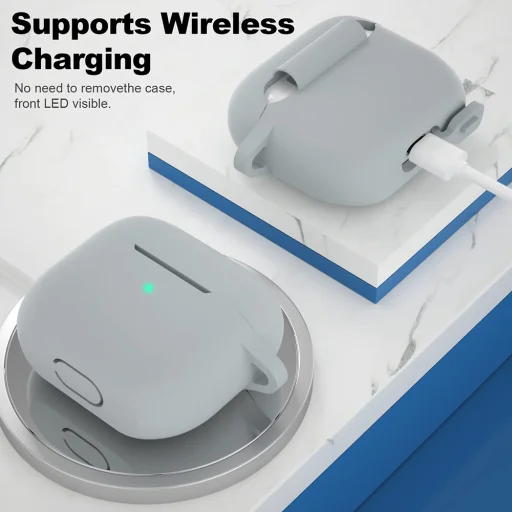  Techsuit - Szilikon tok - Apple AirPods 3-hoz, Sima Ultrathin Anyag - Szürke - 3